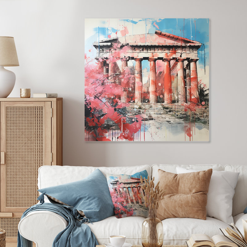 «Pink Athens», reproduction d'art murale en métal Fractal, H 16 po x l 16 po