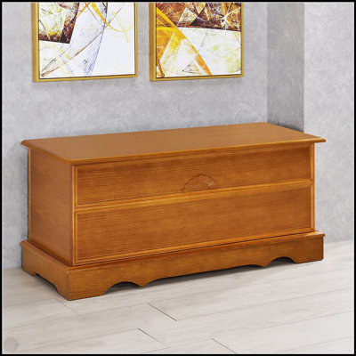 Honey Cedar Chest With Ample Storage And Locking Lid For Secure And Organized Home Decor, Perfect For Bedrooms And Living Rooms.