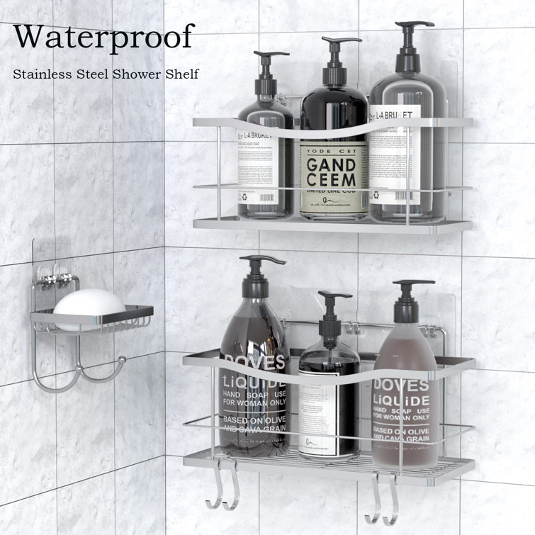 New Shower Bottle Holder Shower Gel Rack Adjustable Shelf Bathroom Shampoo  Hanger Stand Hand Soap Storage Hook Sticker