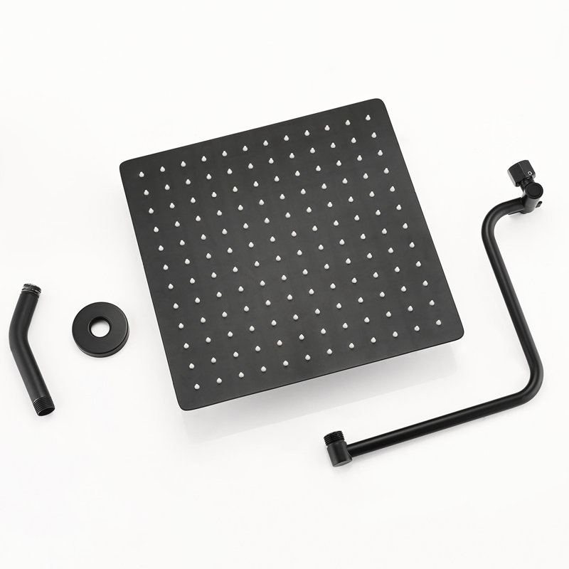 12 Inch Shower Head With Adjustable Arm In Stainless Steel - Matte Black 12" Efficient Water Flow