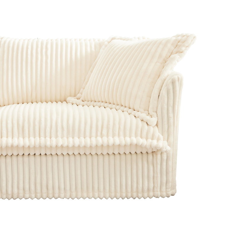 Crème moderne avec velours côtelé et rembourrage pour le confort, Crème