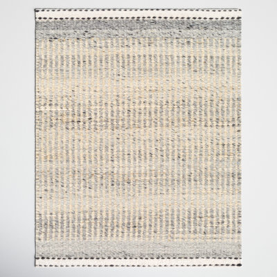 Lessie Striped Handmade Flatweave Wool/Jute Gray/Beige Area Rug
