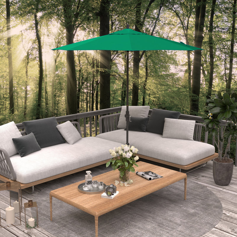 Parasol de marché Sunbrella® 9 pi Roverta, Spectre aztèque Sunbrella® Plainweave, Brun