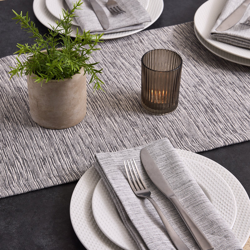 Space Dyed Table Runner & Placemat 5 Piece Set, Graphite, Gray