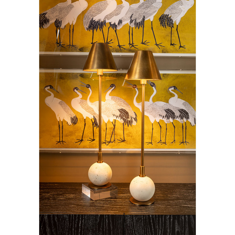 Boston Buffet Table Lamp Set, Aged Brass