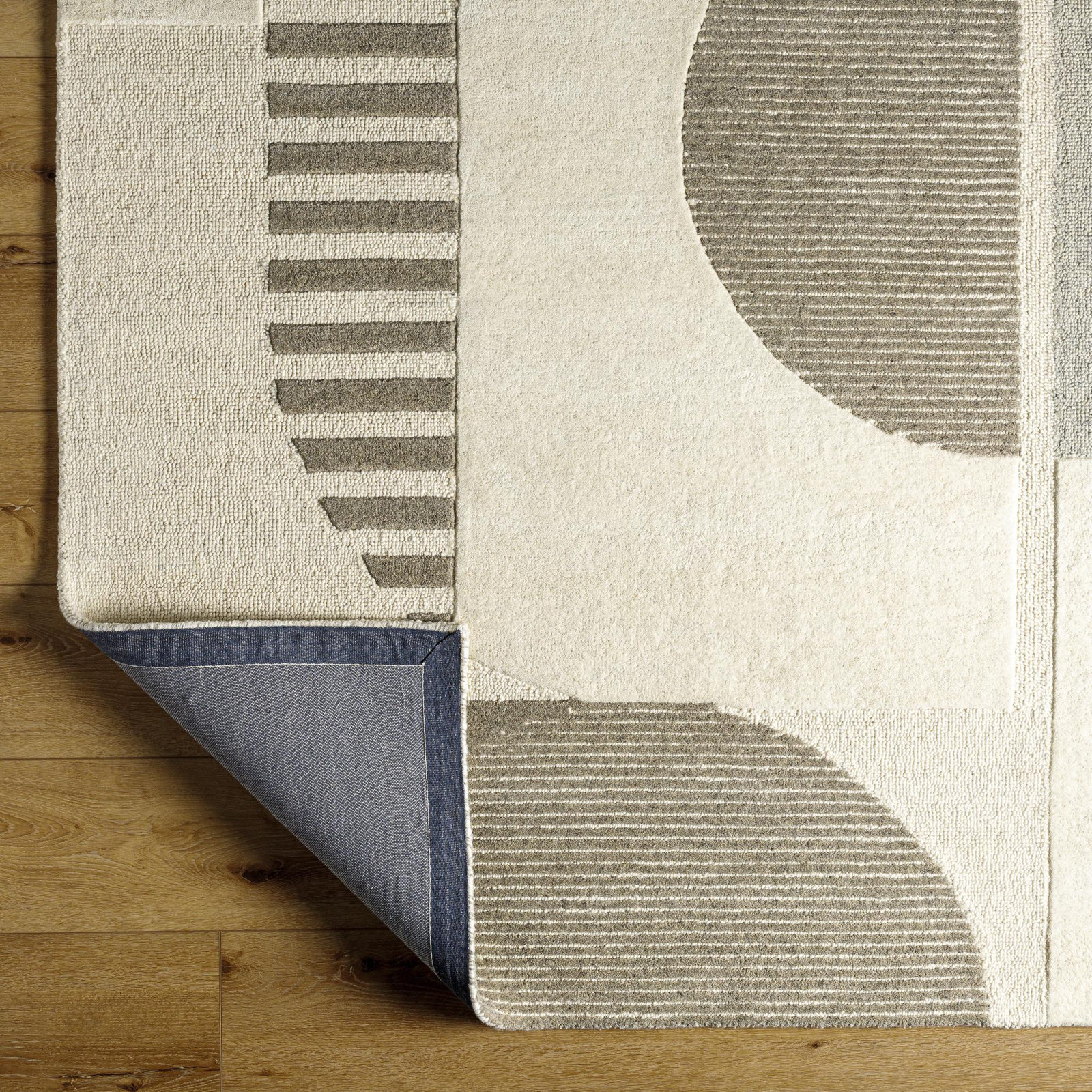Hand-Woven Geometric Cream Rug, Rectangle 8' x 10'