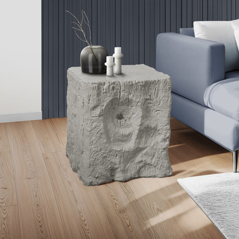 Modern Accent Table 25"H Indoor Or Outdoor End Nightstand Side Table Square Living Room Bedroom, Gray