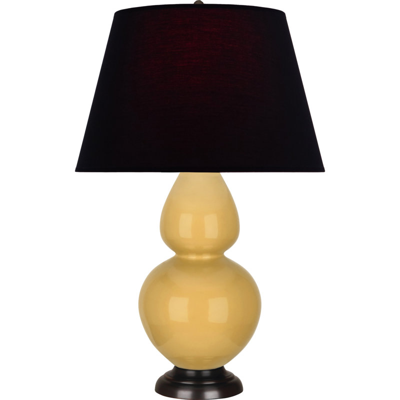 Lampe de table double gourde en céramique, Noir / Rouge, Jaune coucher de soleil glacé / bronze, Bronze