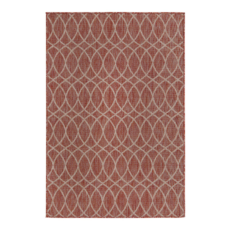 Rust Red Gitter Indoor/Outdoor Trellis Rug, Rectangle 4' x 6'