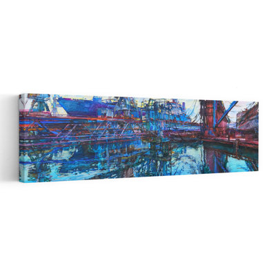 «Vibrant Shipyard Reflections Industrial Architecture City», art mural