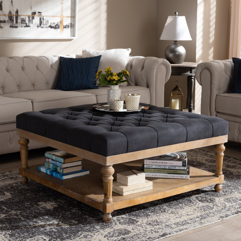 Adger Upholstered Ottoman, Charcoal