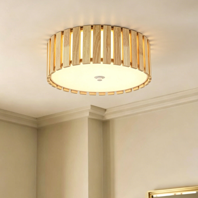 14'' LED Light Wooden Flush Mount Ceiling Light