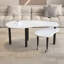 Table basse rotative 2 pièces avec plateau en pierre frittée moderne