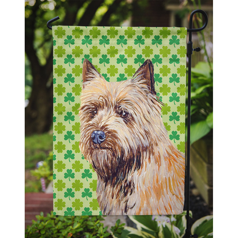 Drapeau de jardin à 2 côtés st. patrick day trèfle, Cairn terrier (beige et brun)
