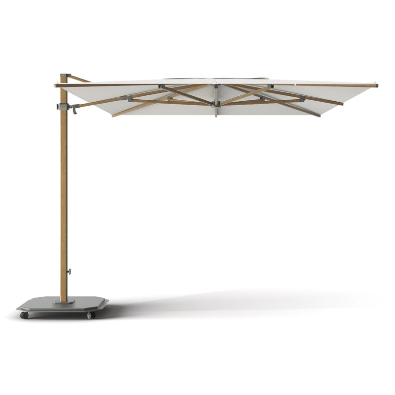 252'' W Sunbrella® Cantilever Umbrella, Charcoal, Alu Teak, Natté White