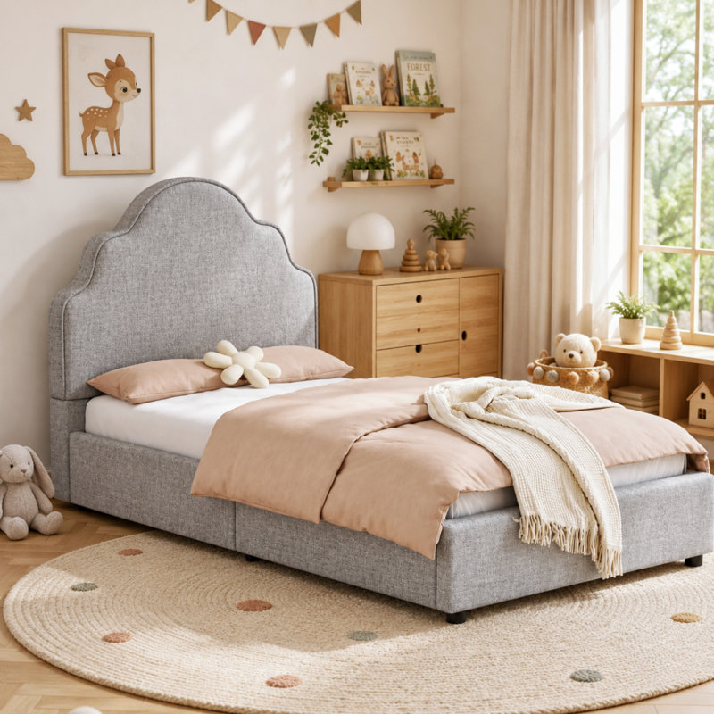 Upholstered Bed, Grey