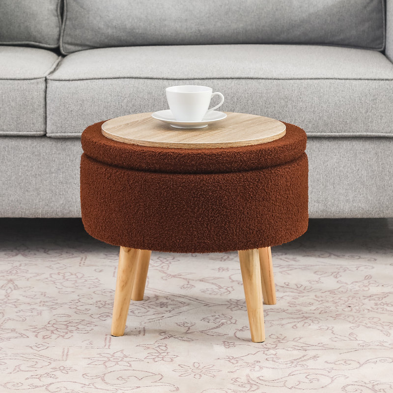 Repose-pieds rond avec rangement, Café noir