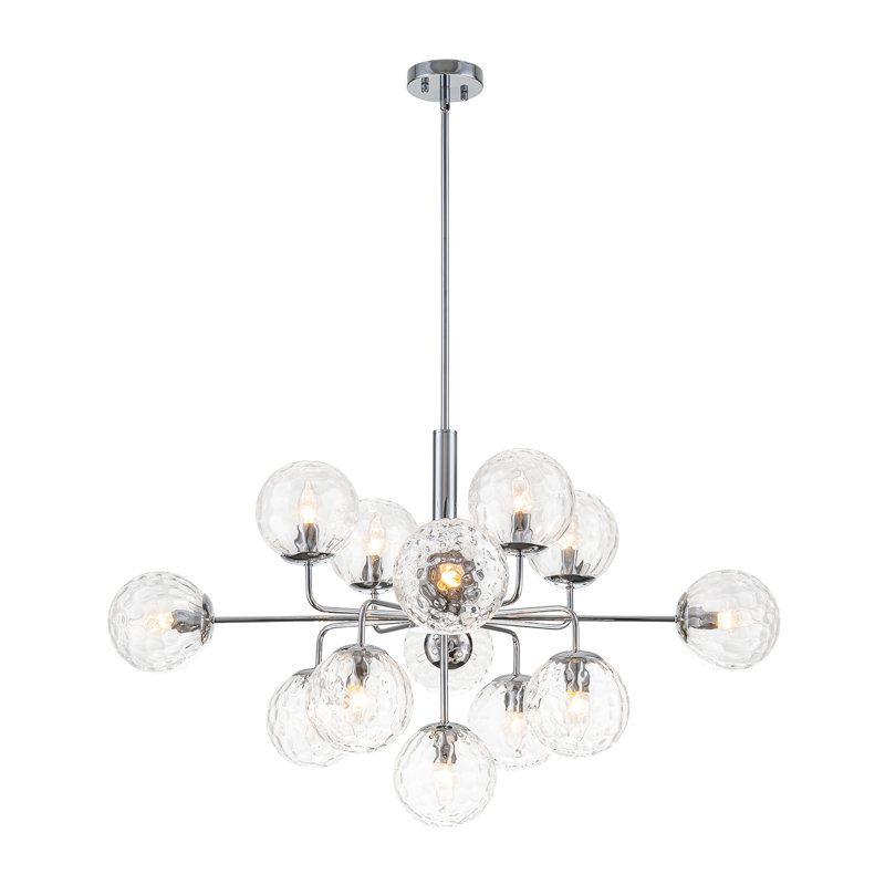 Modern Hammered Glass 13-Light Sputnik Chandelier