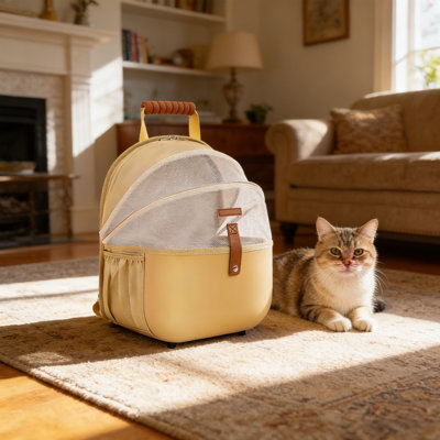Sac de transport extérieur pour animaux 16,9 x 13,4 x 10,6 po, léger et respirant pour chats, jaune