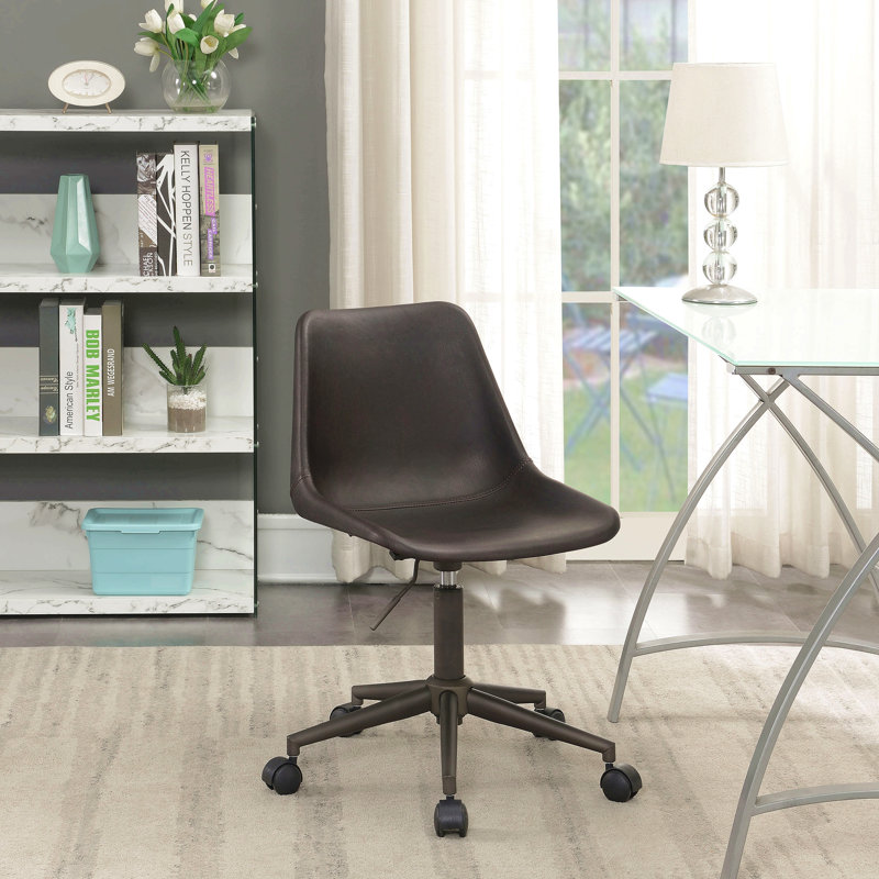Chaise de bureau ajustable rembourrée brune