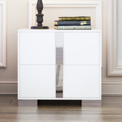 Table de chevet avec 2 tiroirs et pieds robustes en métal