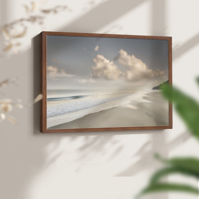 Brighton Shore -Framed Print - Restickable, 22" H x 28" W, Walnut