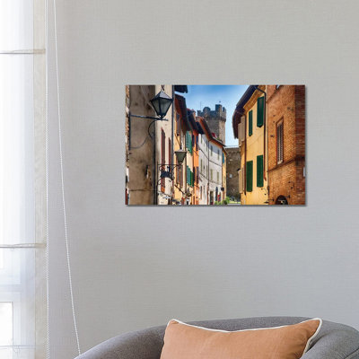 Street In Montalcino With The Castle Tower, Tuscany Italy 1 Piece Wrapped Canvas Wall Art