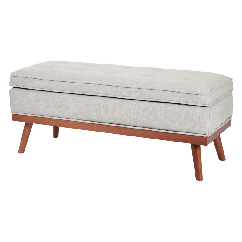 Boyu Polyester Blend Upholstered Storage Bench, Fog Gray Polyester Blend