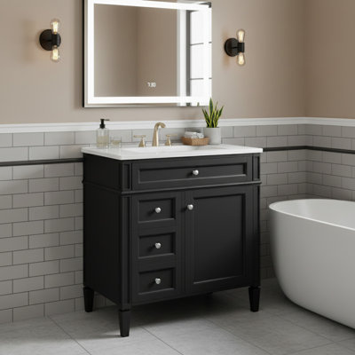 Meuble-lavabo 30 po avec comptoir simple, 2 tiroirs de rangement et tiroir coulissant