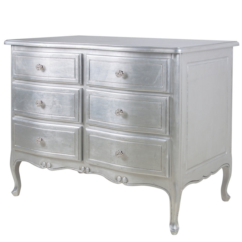 Commode double 6 tiroirs, Argent argent