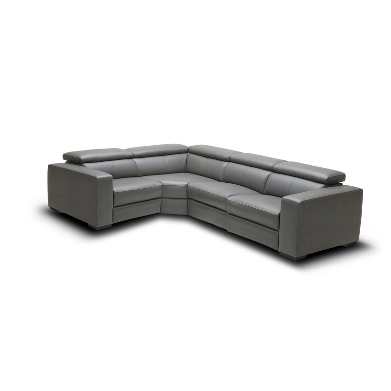 Bato Upholstered Power Reclining L-Shaped Sectional, Dark Gray Genuine Leather