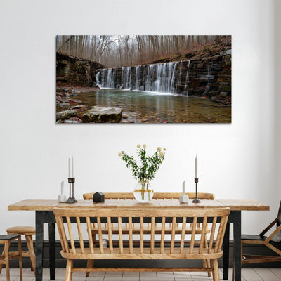 Art mural de cascade, art mural de paysage naturel pour le salon, images de cascade pour la peinture de paysage mural, décoration murale de photos de la nature pour le bureau de la chambre à coucher, peinture murale sur toile cascade prête à être suspendue 12 po x 24 po