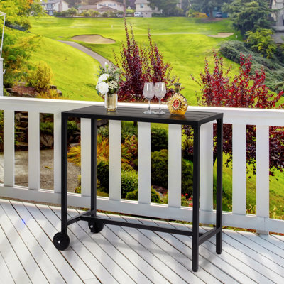 Rectangle Outdoor Bar Table With Wheels