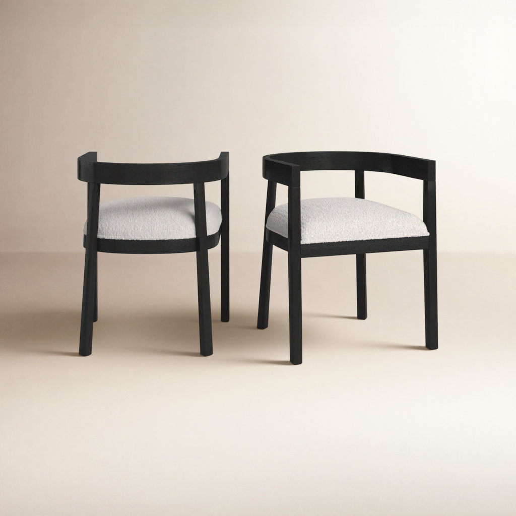 Daney Dining Armchair, Beige Chenille, Black