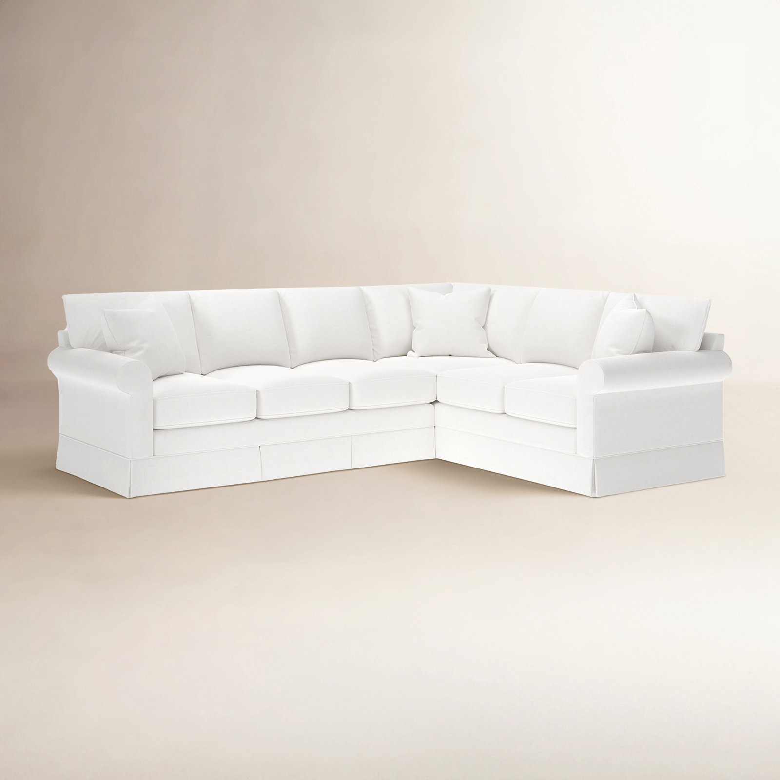Friedman L-Sectional, Classic Bleach White Twill, Right Hand Facing