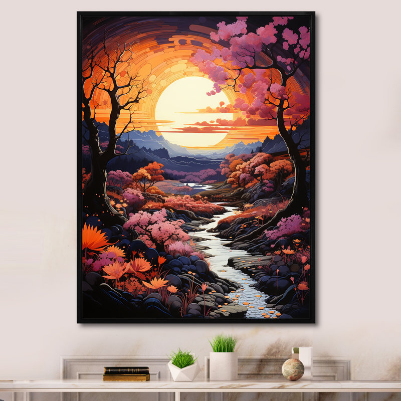 Volcano Volcanic Glow III sur impression sur toile, Cadre flottant noir, H 40 po x l 30 po x P 1,5 po