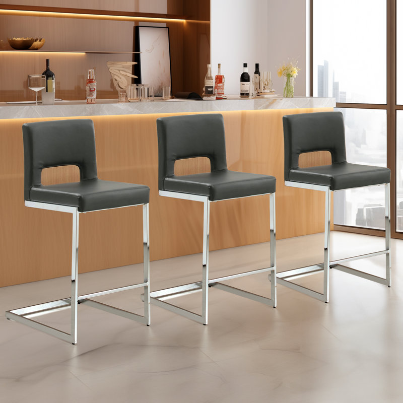 Tabouret de comptoir rembourré 26 po Daco, Gris, 2