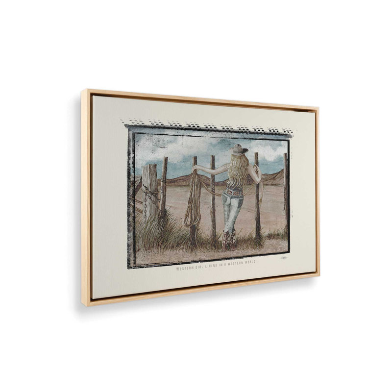 «Western Girl» par Cindy Jacobs, reproduction d'art, L 48 x H 36, Tanné, Toile avec cadre