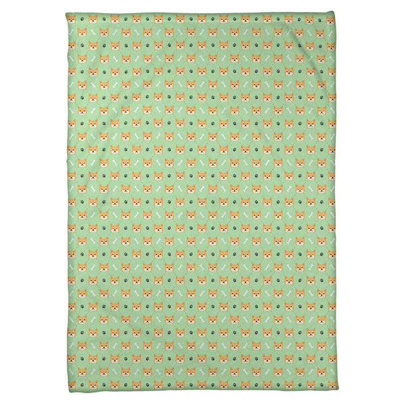 Couverture polaire Katelyn Elizabeth Shiba Inu, L 52,5 po x L 62,5 po, Vert menthe