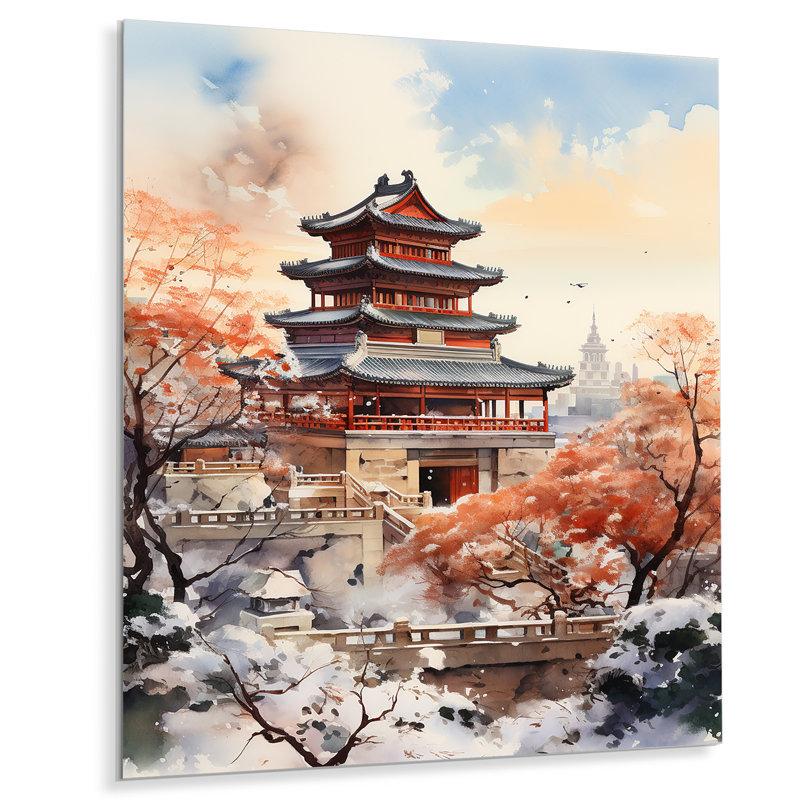 Pékin, emblèmes emblématiques, automne, sérénité I, art mural en porcelaine, H 20 po x l 12 po x P 1 po