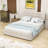 Queen Sized Upholstered Platform Bed with Tufted Headboard and Built-in Storage Drawers-1447297833