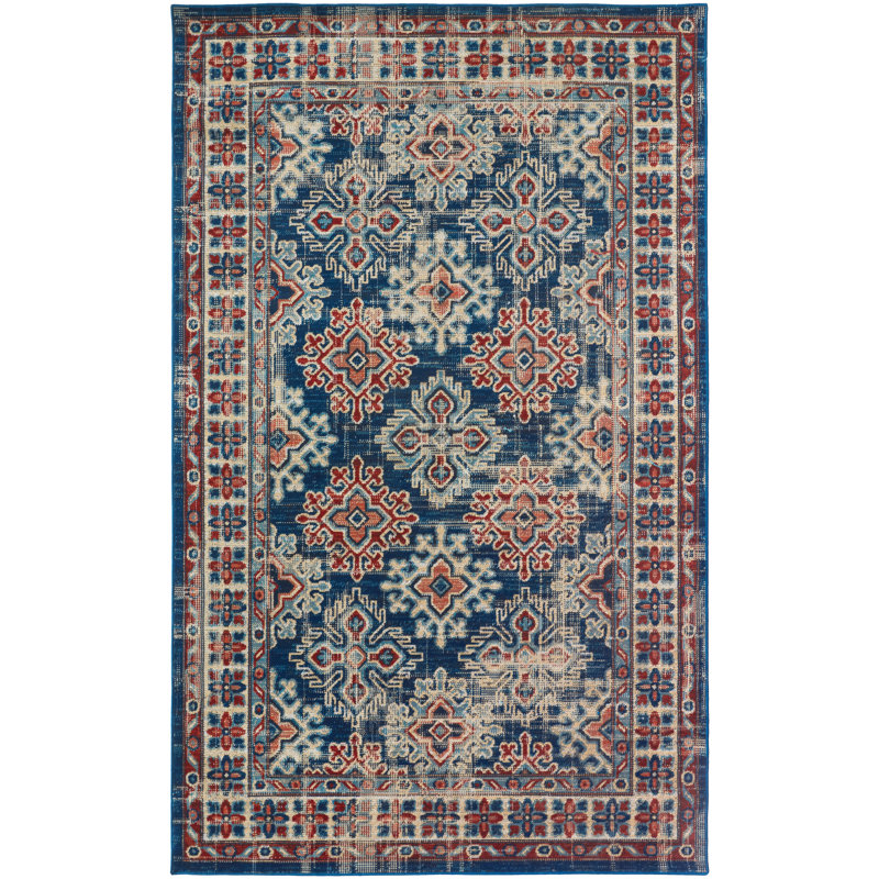 Tapis bleu / rouge Catoe, Rectangle 12 pi 10 po x 15 pi