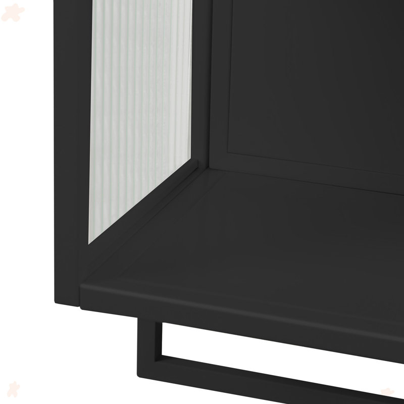 Armoire murale moderne à deux portes en verre avec rangement fermé à deux niveaux, Noir, noir, noir, noir