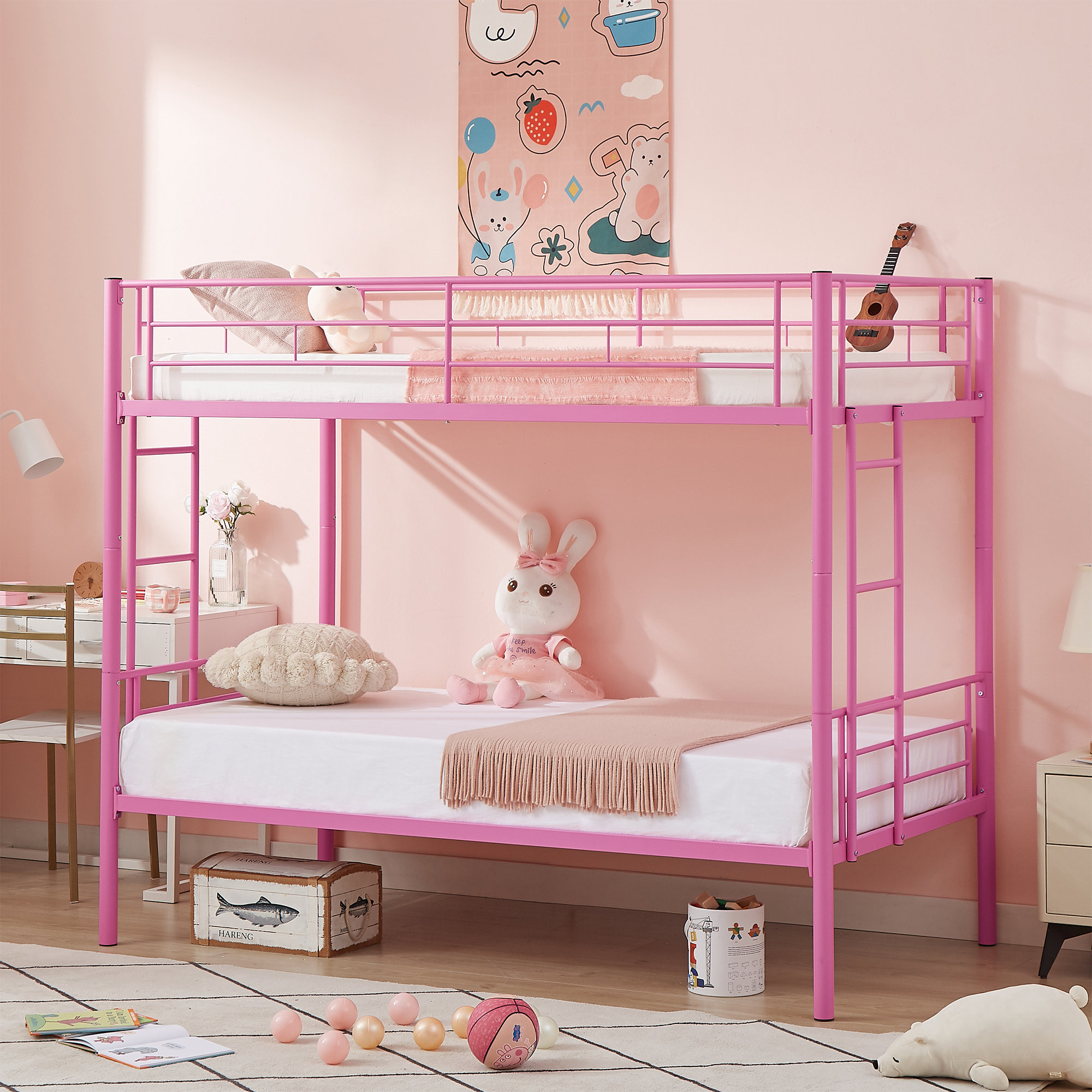Isabelle & Max™ Aafke Kids Twin Size Metal Bunk Bed Frame with Ladder