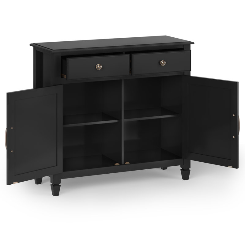 Connaught 40"W Solid Wood 2-Shelf Entryway Storage Cabinet with 2 Storage Drawers, Black