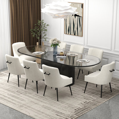 Dinnington Velvet Upholstered Side Chair With Black Legs