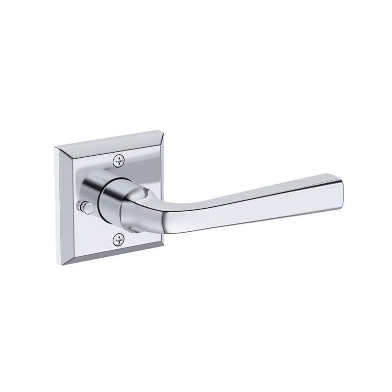 Kinsella Privacy Lever with Traditional Square Rose in Matte Black, Polished Chrome