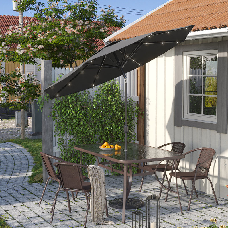 Olympia 3m Traditional Parasol with LED Light(single umbrella without base), Dark Grey