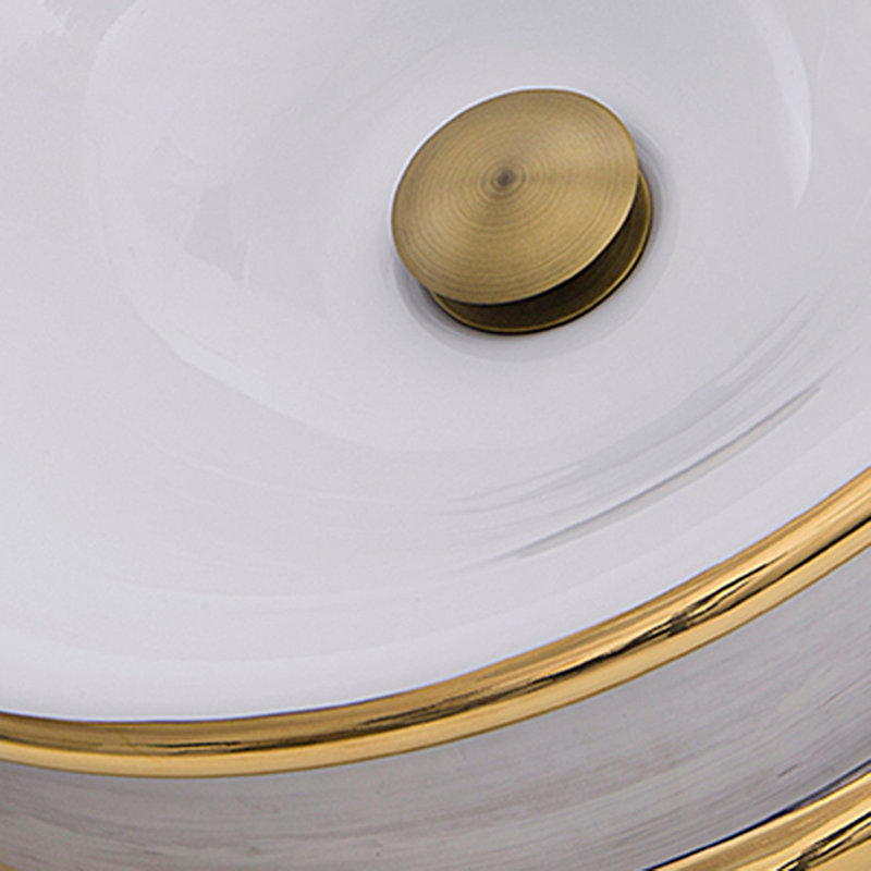 Nantucket Sinks Regatta 19'' White/Gold Fireclay Circular Bathroom Sink