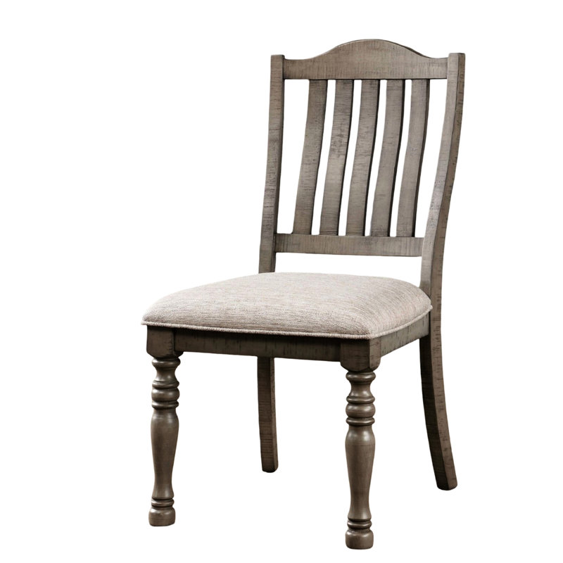Chaises de salle à manger en bois massif gris antique, 2 pièces, avec coussin en tissu et pieds tournés, meubles de style transitionnel courbés pour la pièce